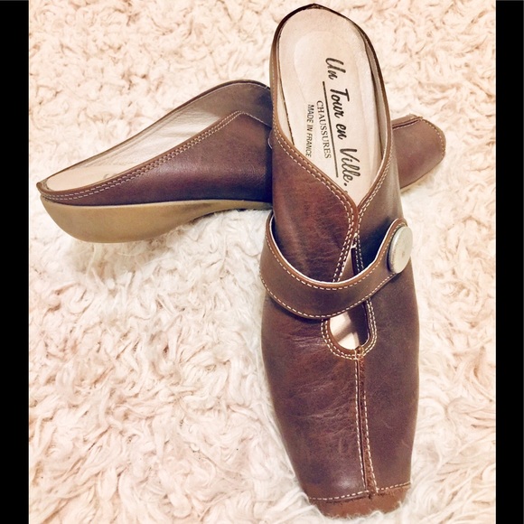 Un Tour en Ville Chaussures leather mule US7 EU37 - Picture 2 of 4